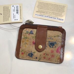 Patricia Nash Cassis Leather ID Wallet Prairie Rose Print NWT & Card